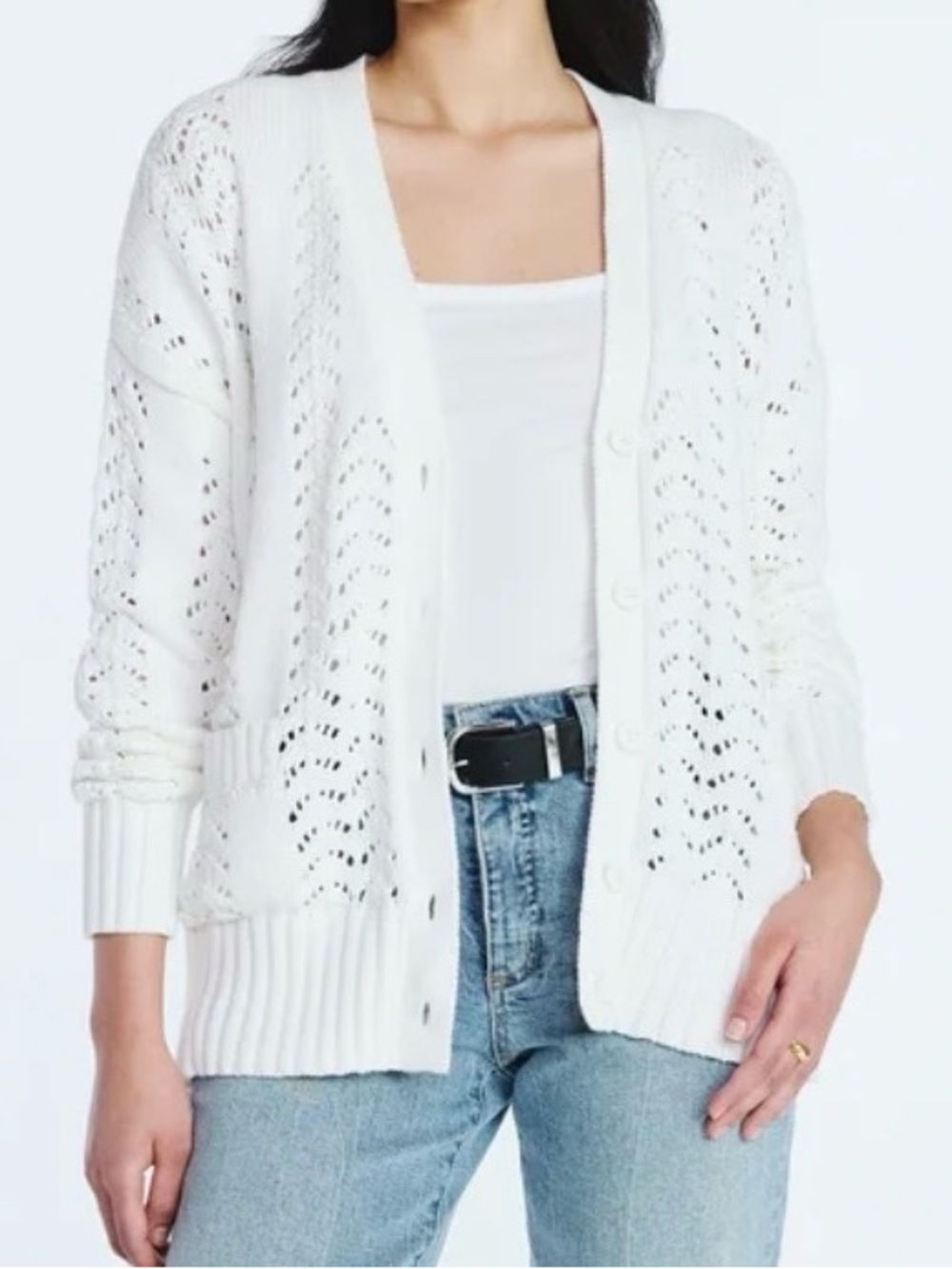 Scoop Women’s V Neck Sweater Cardigan, Midweight, Size Large (12-14)